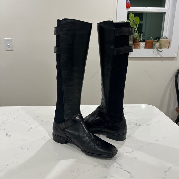 Stuart Weitzman Black leather boots Size 7 M equestrian Style - Picture 2 of 10
